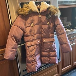 GIRLS DKNY coat size L/G 14 WITH SILVER DKNY LOGO TAGS